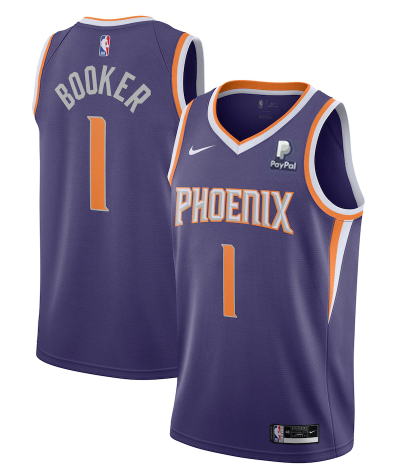 Men's Phoenix Suns #1 Devin Booker Purple Icon Edition Stitched Jersey